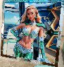 2100 AD Miss Cyborg Universe on Platinum Yacht Andromeda 2022 44x44 - Huge Original Painting by  RO | RO - 1